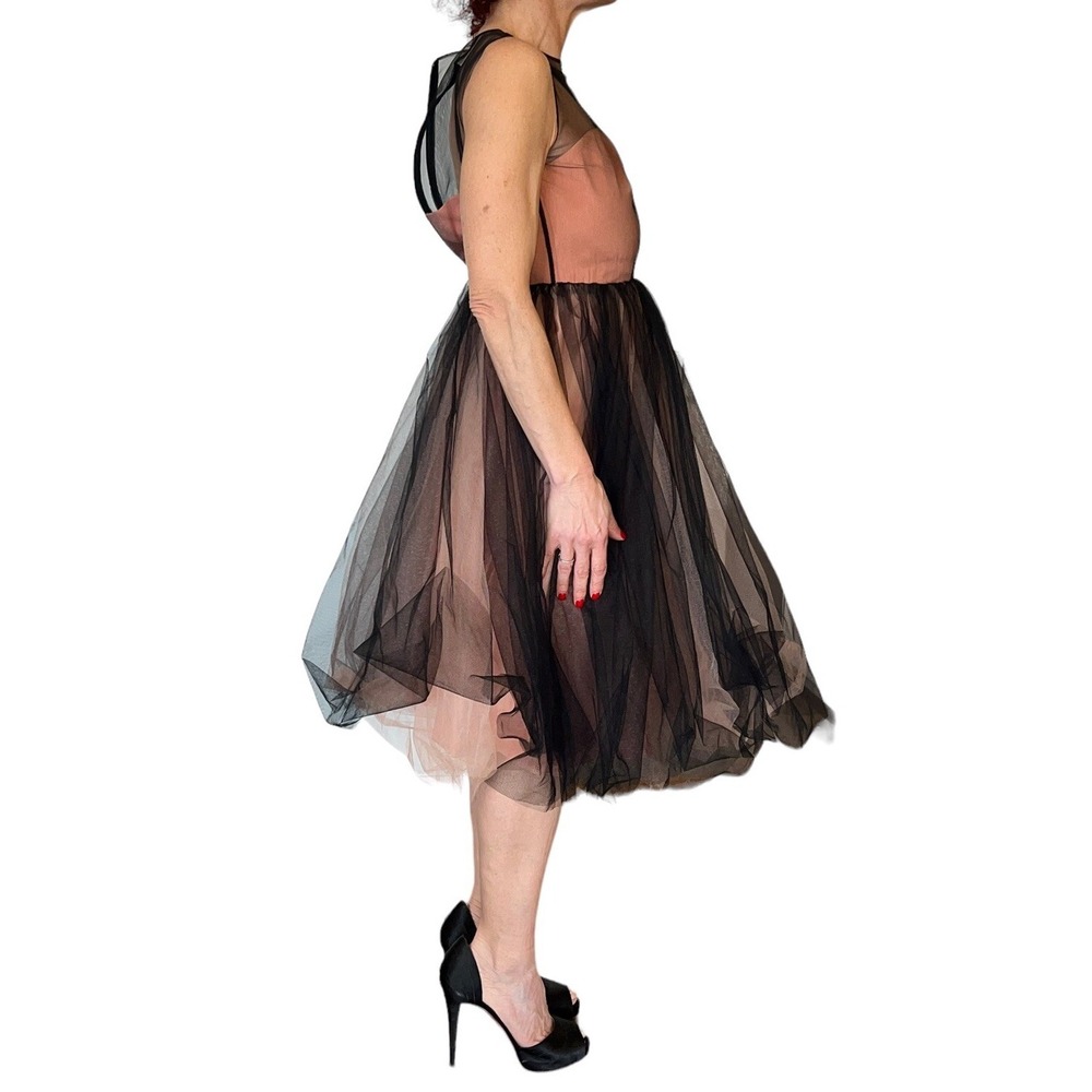Georges Hobeika Runway Black Pink Sleeveless Tulle Party Cocktail Dress 36 - Picture 7 of 13